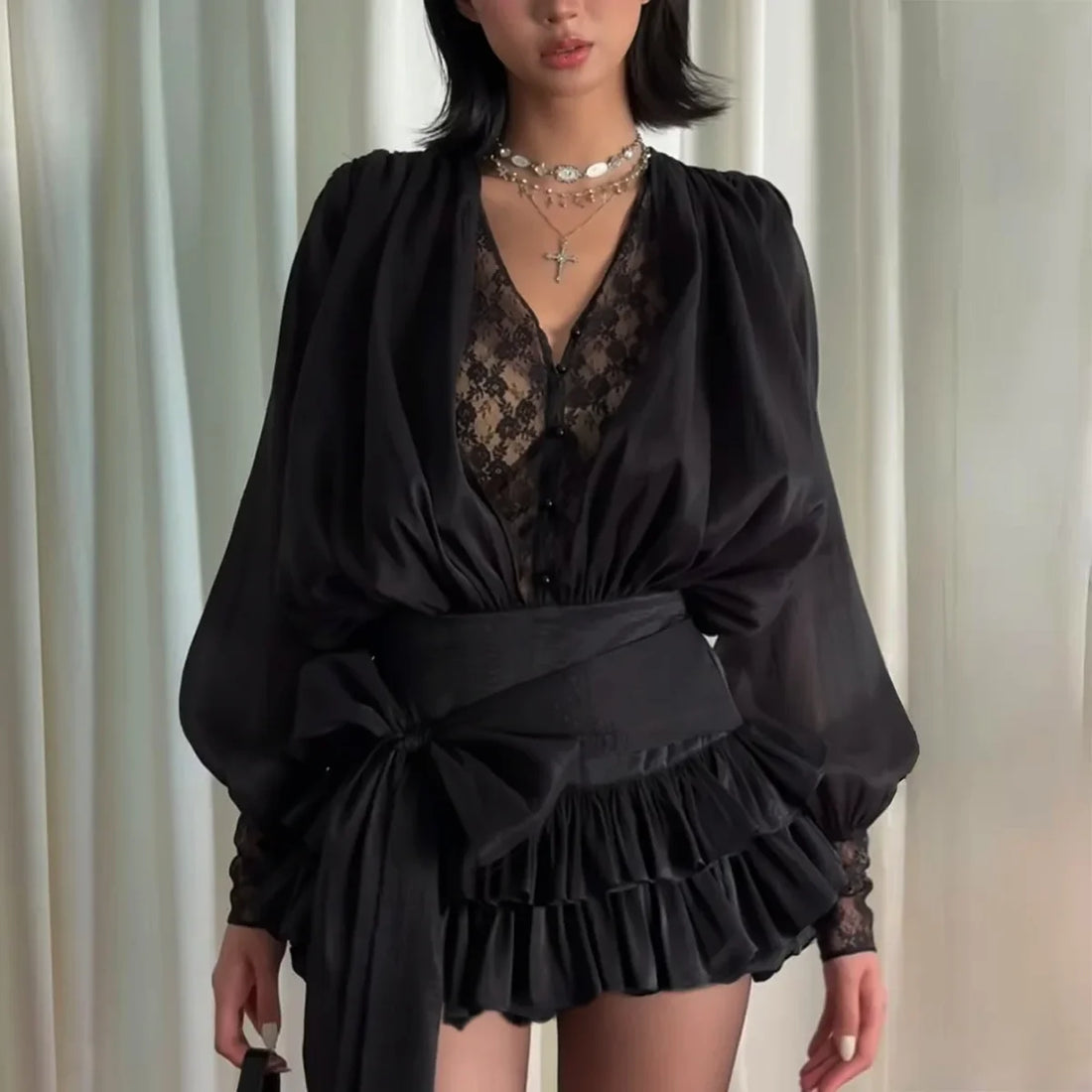 Abito in Pizzo Donna Nero - Vestito Nero Donna - The Boujee Runway
