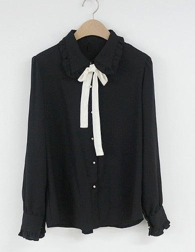 Chiffon Blouses Shirts Bow Tie Tops