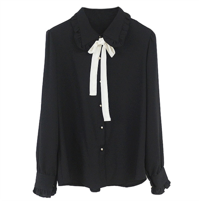 Chiffon Blouses Shirts Bow Tie Tops